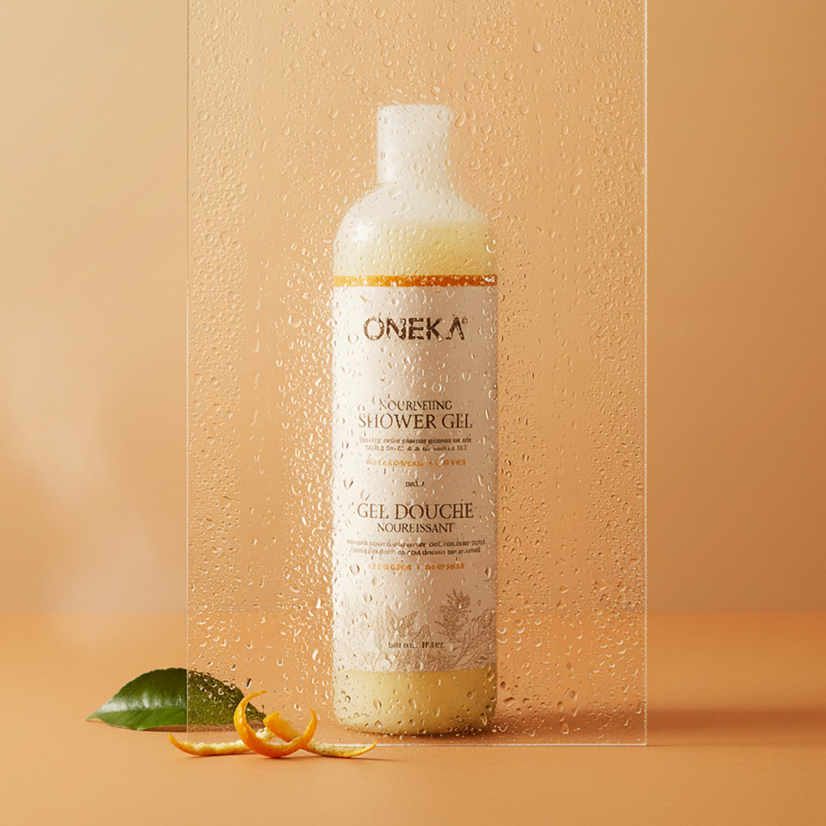 Oneka Goldenseal and Citrus nourishing shower gel and dropplets